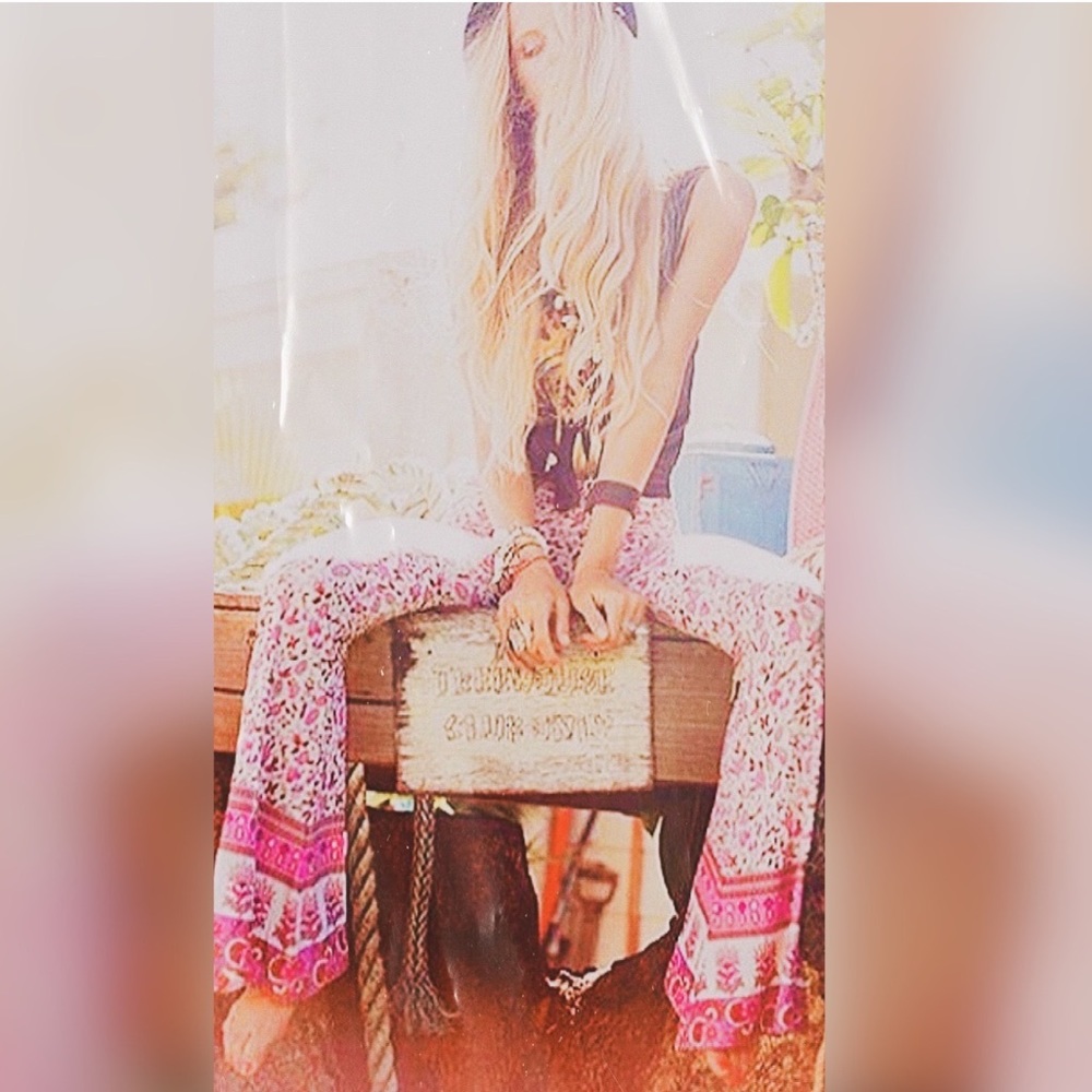 BOHO Flare Pink 🌸 Pattern Hippie Pants